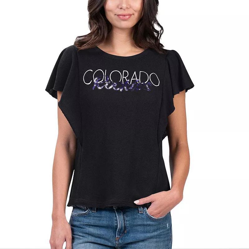 Women's G-III 4Her by Carl Banks Black Colorado Rockies Crowd Wave T-Shirt,  Product Image