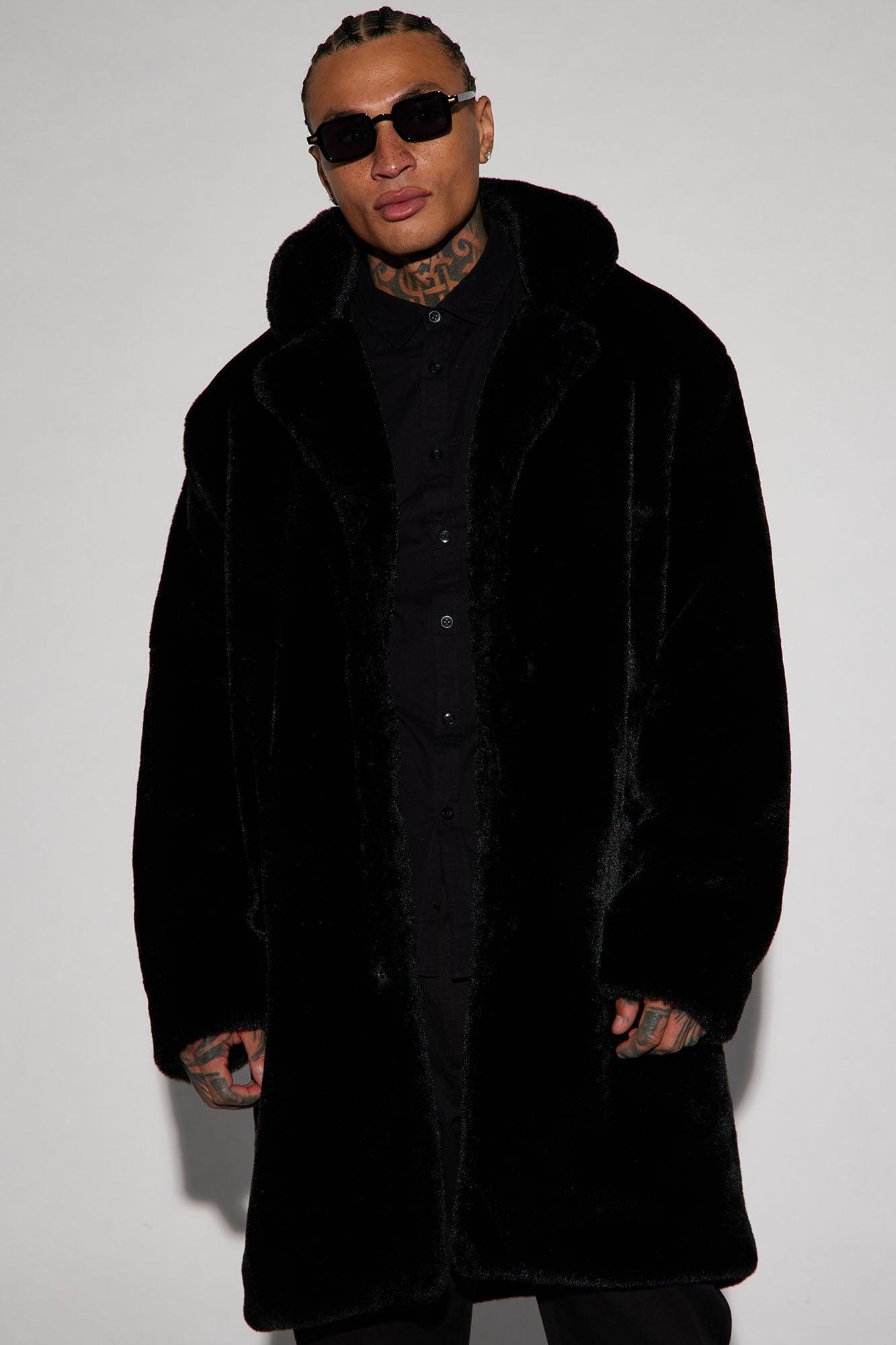 Upscale Long Fur Coat - Black Product Image