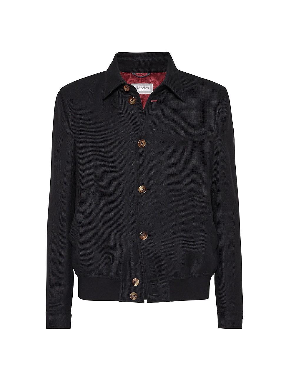 Mens Linen, Wool and Silk Diagonal Outerwear Jacket Product Image