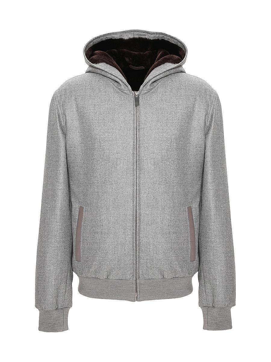 Mens Wool and Cashmere Jacket with Select Shearling Lamb Lining Product Image