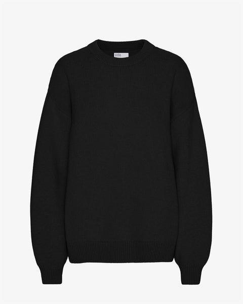 Oversized Merino Wool Crew - Deep Black Product Image