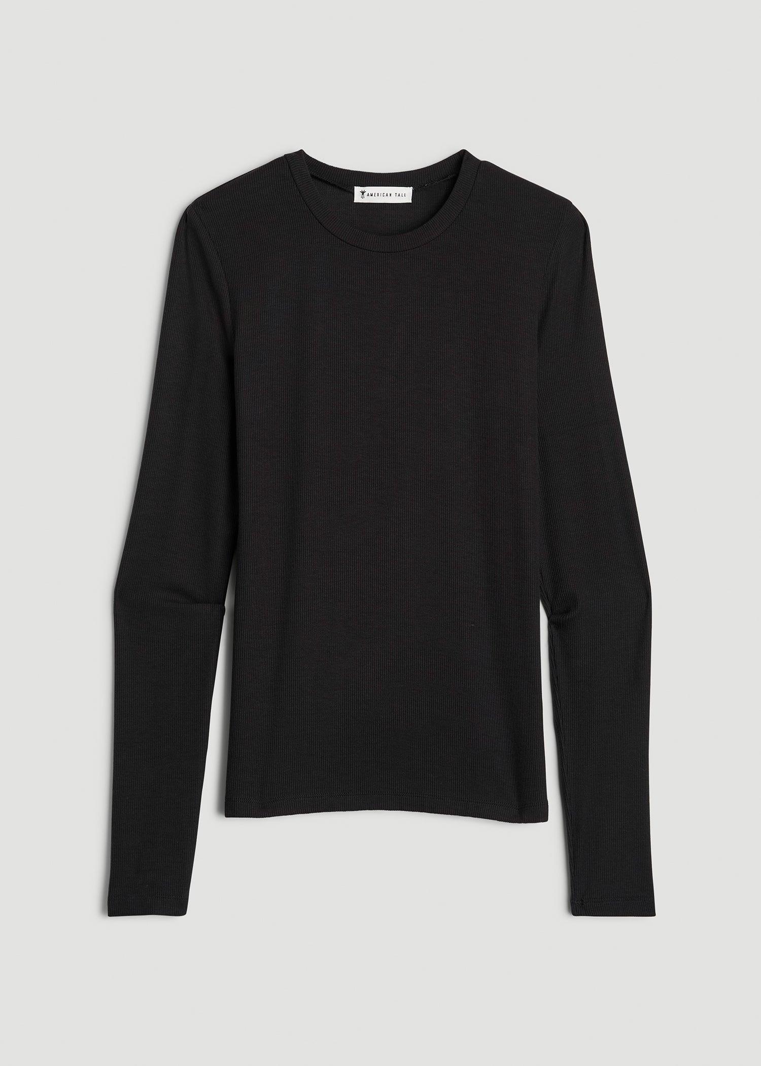 FITTED Ribbed Long Sleeve Tee for Tall Women in Black Female Product Image