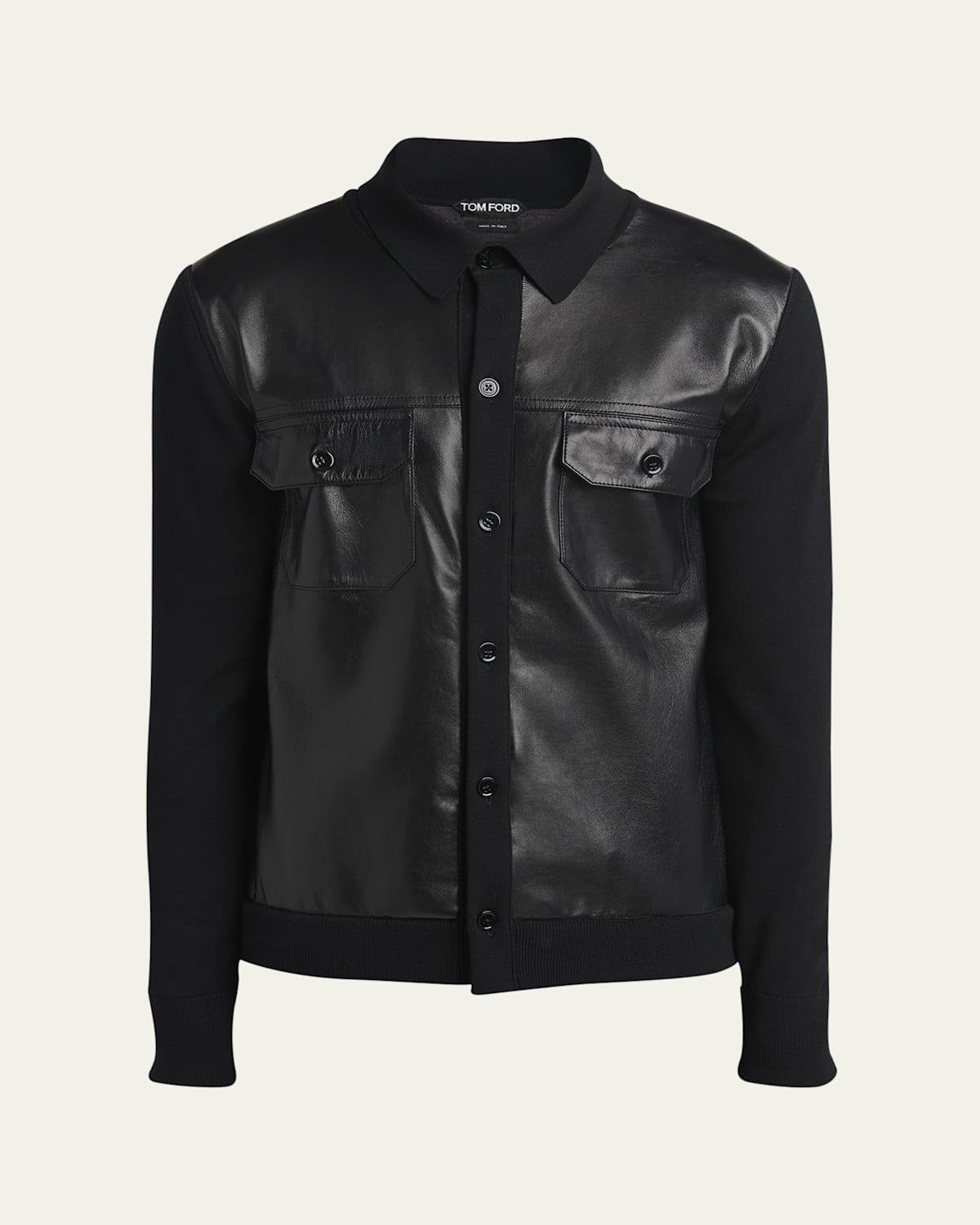 Mens Leather and Wool Overshirt Product Image