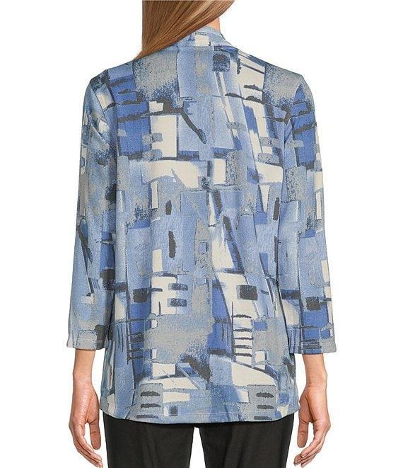 Multiples Knit Block Multi Long Sleeve Open-Front Matching Tank Top Set Product Image