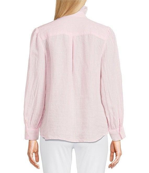 J.McLaughlin Julian Stripe Print Ruffle Collar Long Sleeve Button Front Blouse Product Image