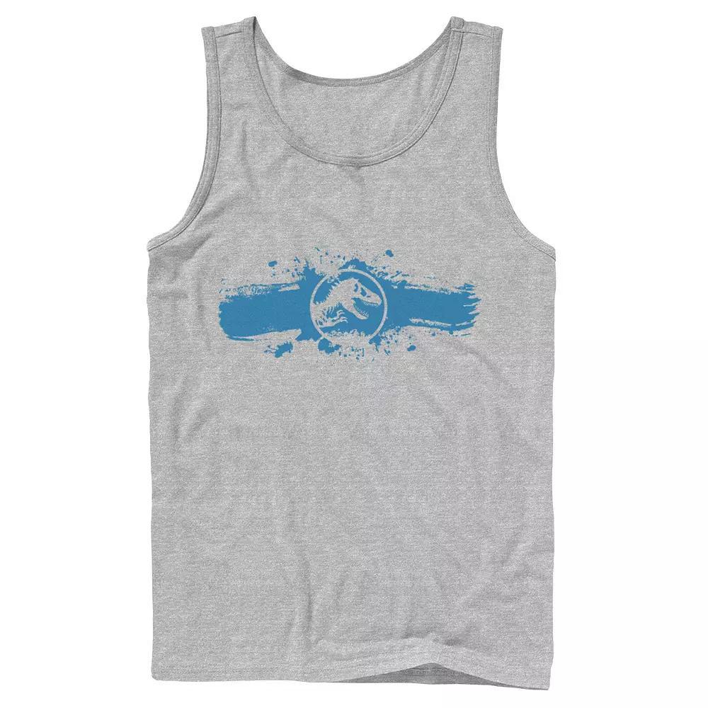 Men's Jurassic World Logo Blue Paint Splatter Tank Top,  Product Image