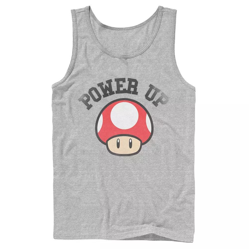 Men's Nintendo Super Mario Power Up Mushroom Distressed Portrait Tank Top, Size: Large, Athletic Grey Product Image