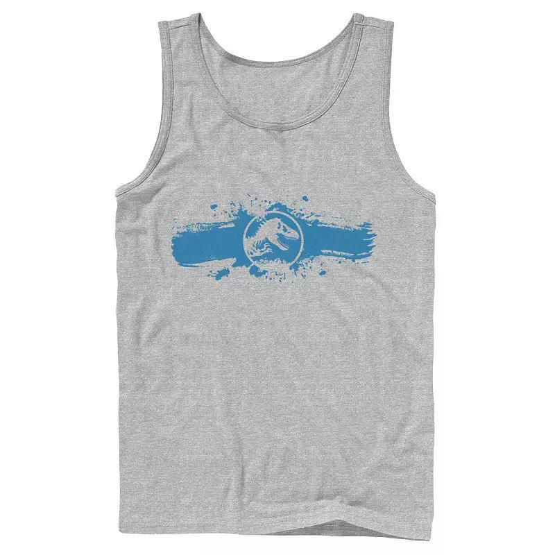 Men's Jurassic World Logo Blue Paint Splatter Tank Top,  Product Image