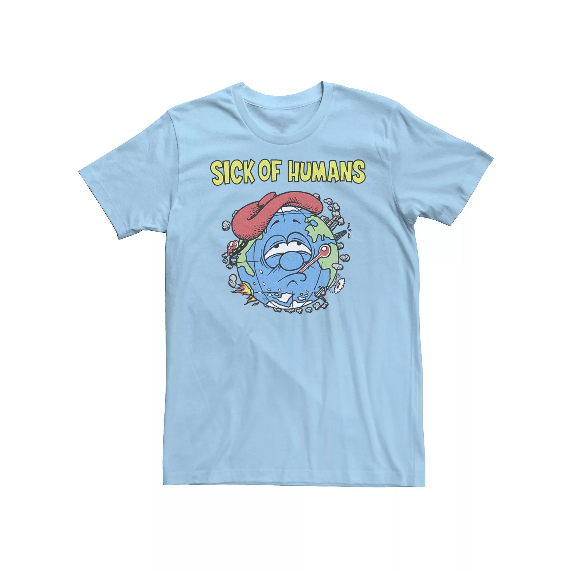 Men's Sick Of Humans Planet Earth Graphic Tee, Size: Small, Light Blue Product Image