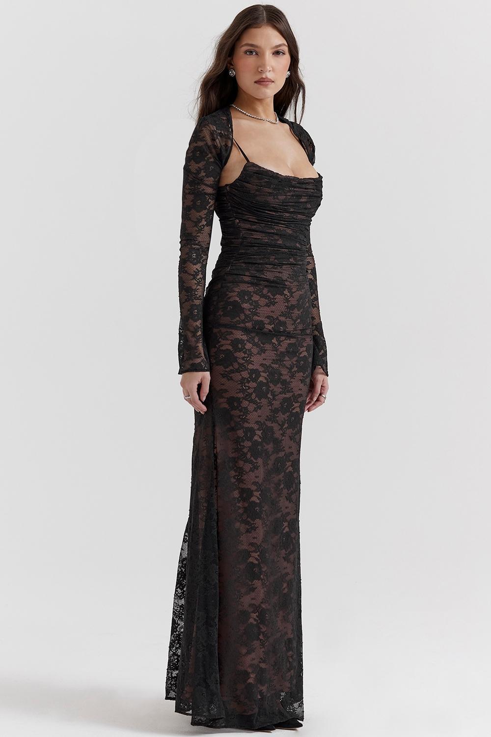 Artemis Black Lace Maxi Dress Product Image