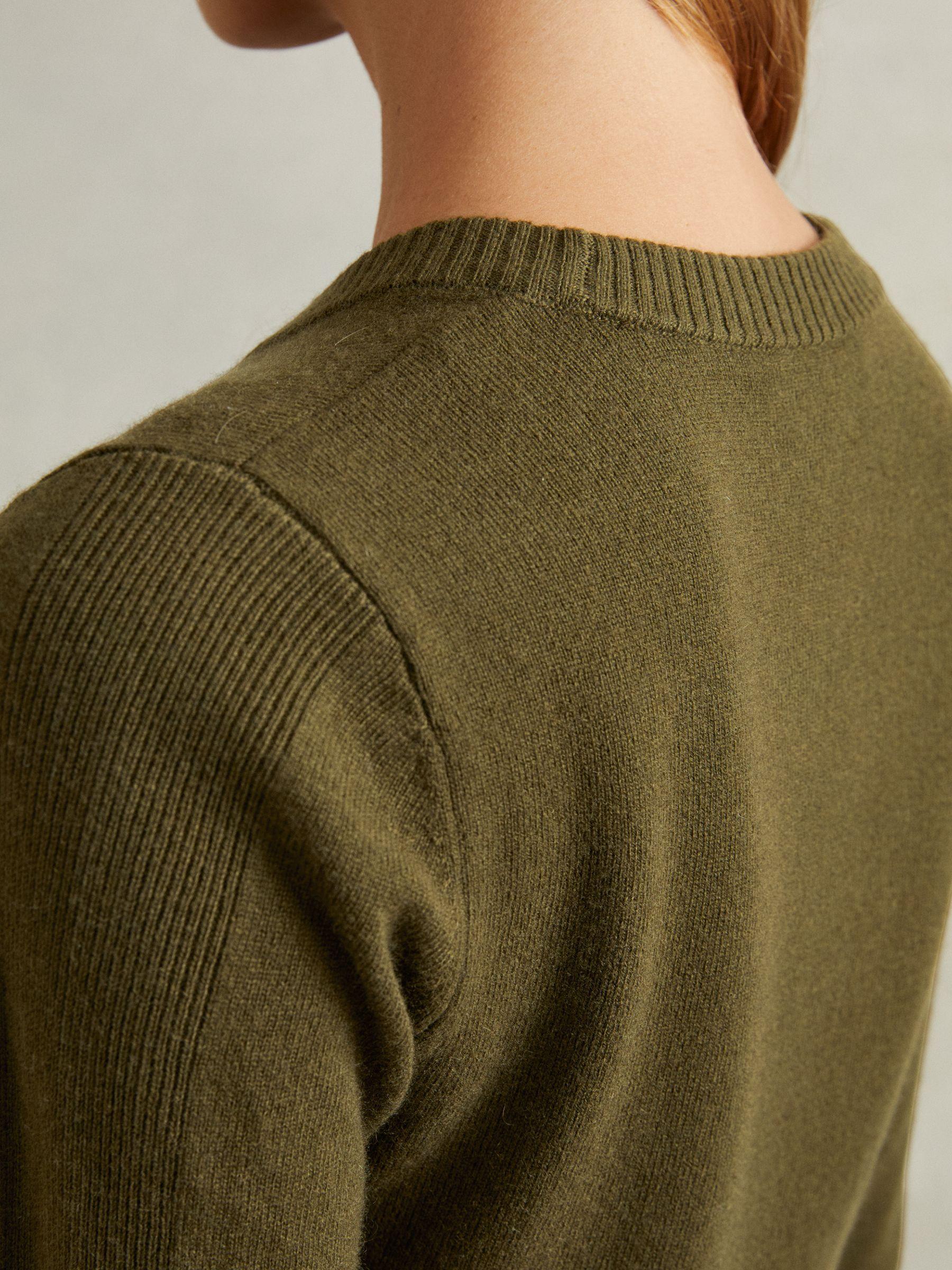 Wool Blend Crew Neck Jumper with Cashmere in Khaki Product Image
