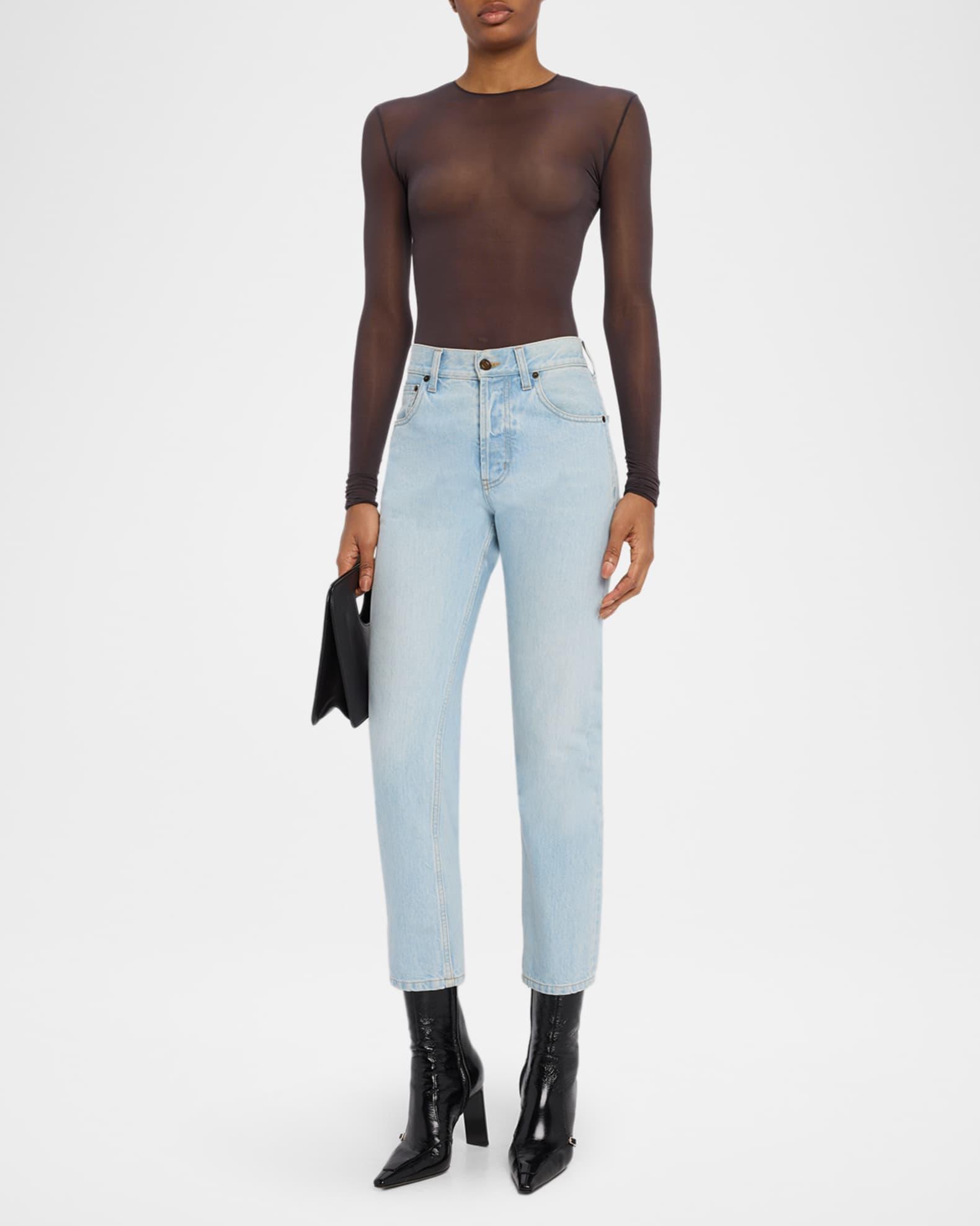 Sheer Knit Long-Sleeve Bodysuit Product Image