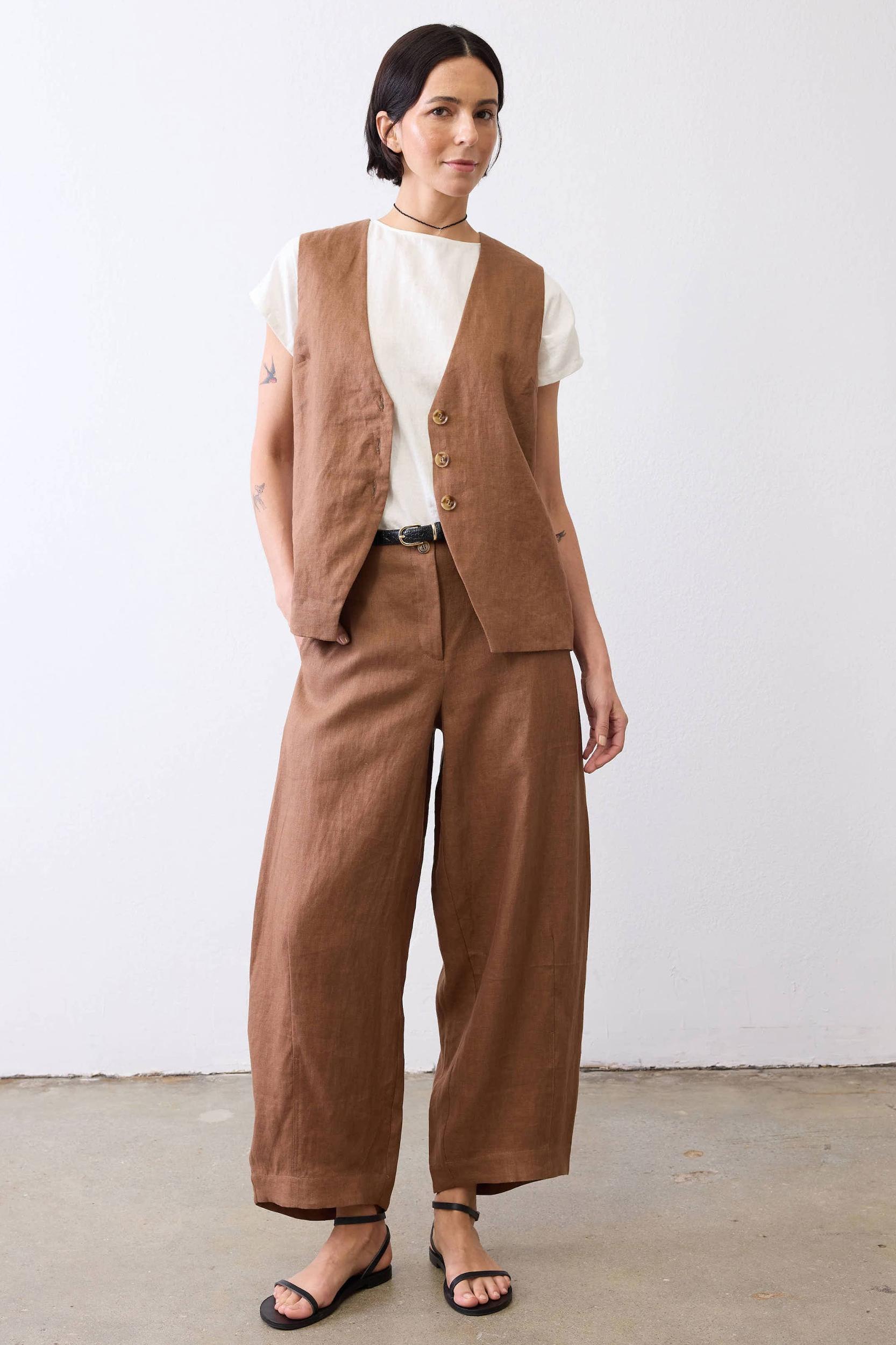 The Linen Button Vest Product Image