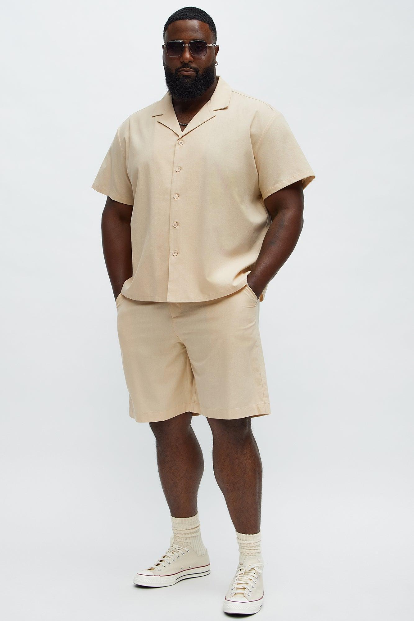 Chai Linen Like Relaxed Shorts - Oatmeal Male Product Image