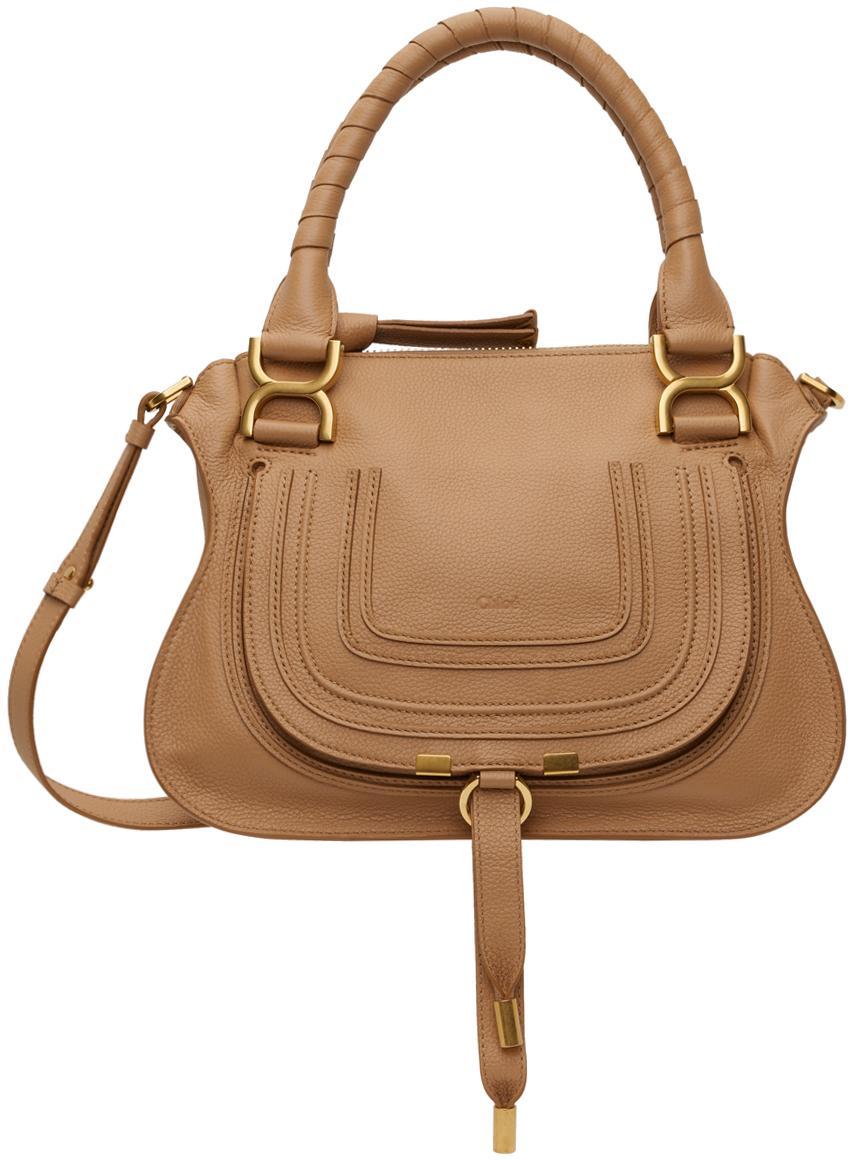 CHLOÉ Tan Small Marcie Bag In Beige Product Image