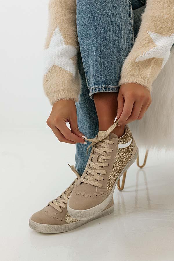 The Mia Vintage Sneaker In Gold Product Image