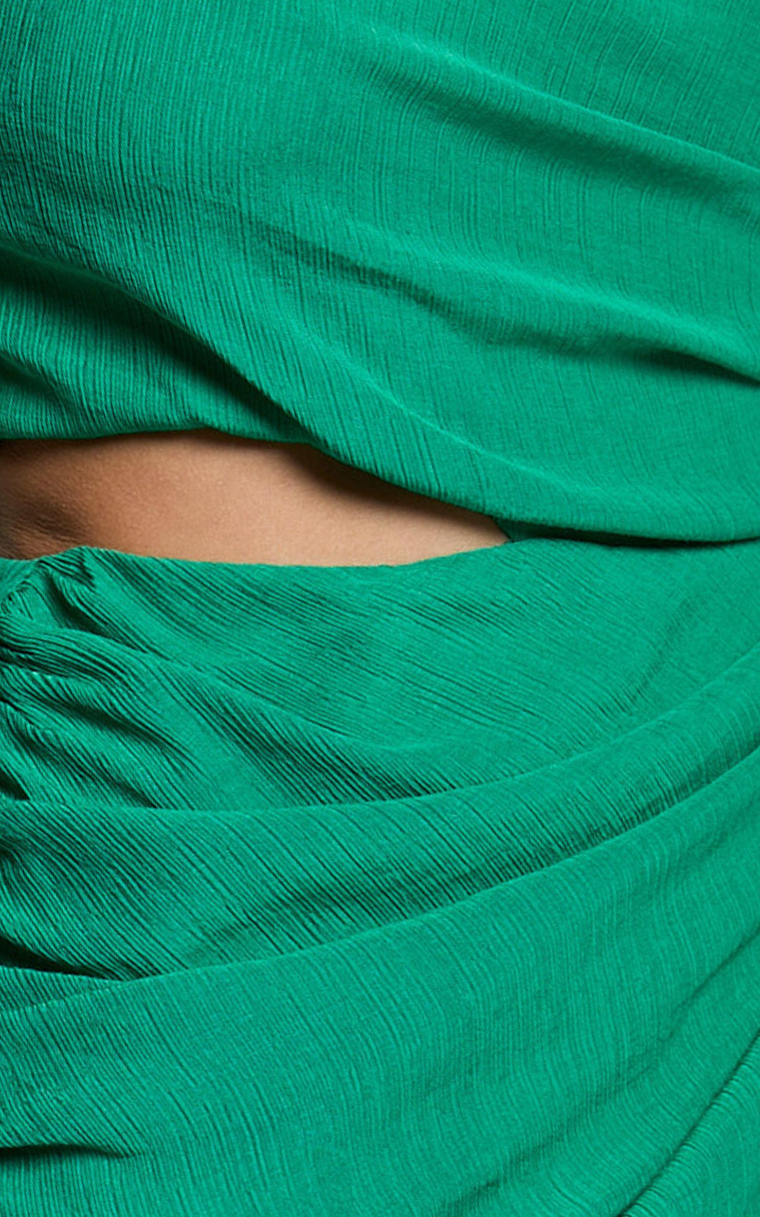 Darcy Maxi Dress - One Shoulder Side Cut Out Gathered Dress in Green Product Image