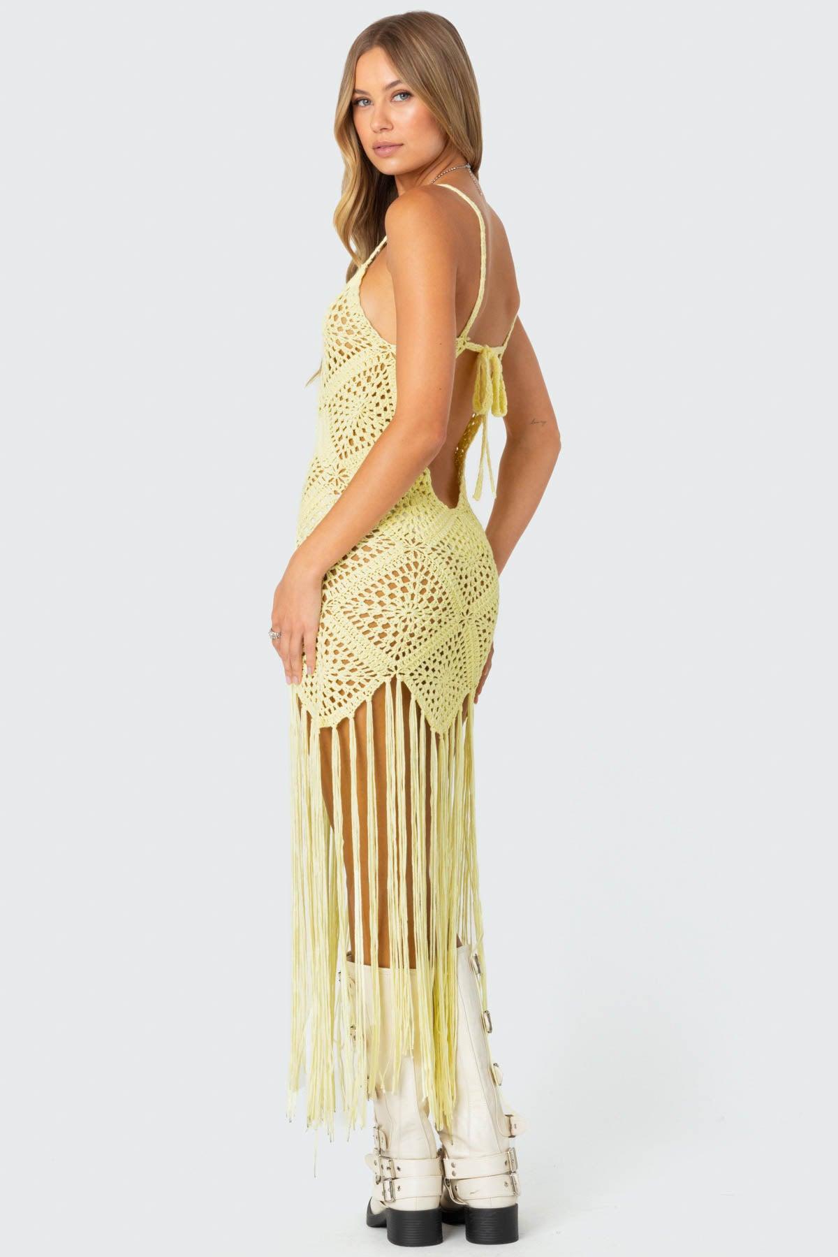Fringey Crochet Maxi Dress Product Image