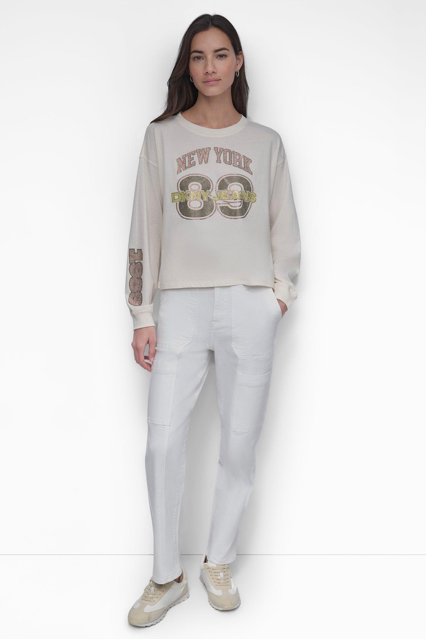 MULTI COLOR RHINESTONE LOGO LONG TEE Product Image