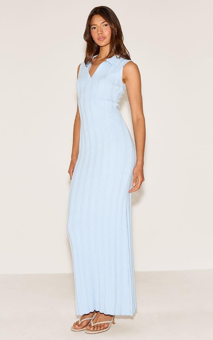 Blue Sleeveless Wide Rib Dress Product Image