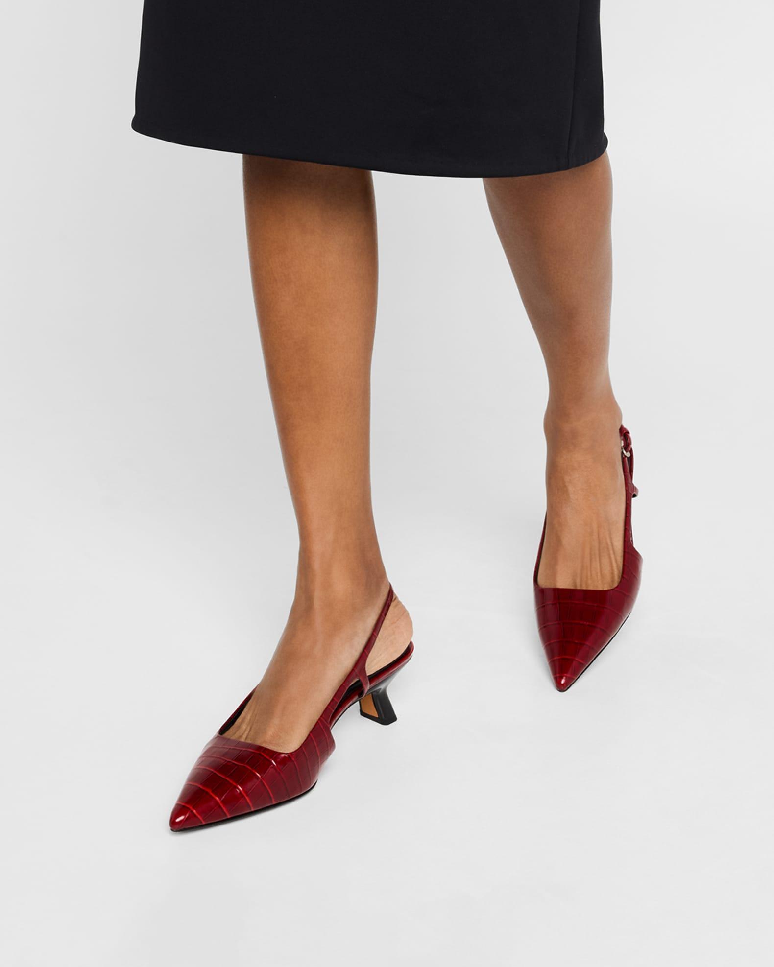 Bianca Croco Kitten Slingback Pumps Product Image