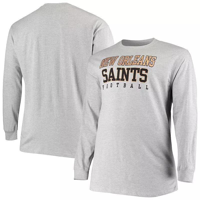 Men's Fanatics Branded Heathered Gray New Orleans Saints Big & Tall Practice Long Sleeve T-Shirt, Size: 3XLT, Grey Product Image