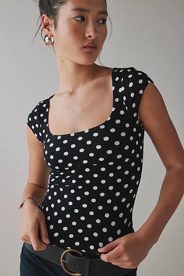 BDG Drew Cap Sleeve Square Neck Cropped Tee Top Womens at Urban Outfitters Product Image