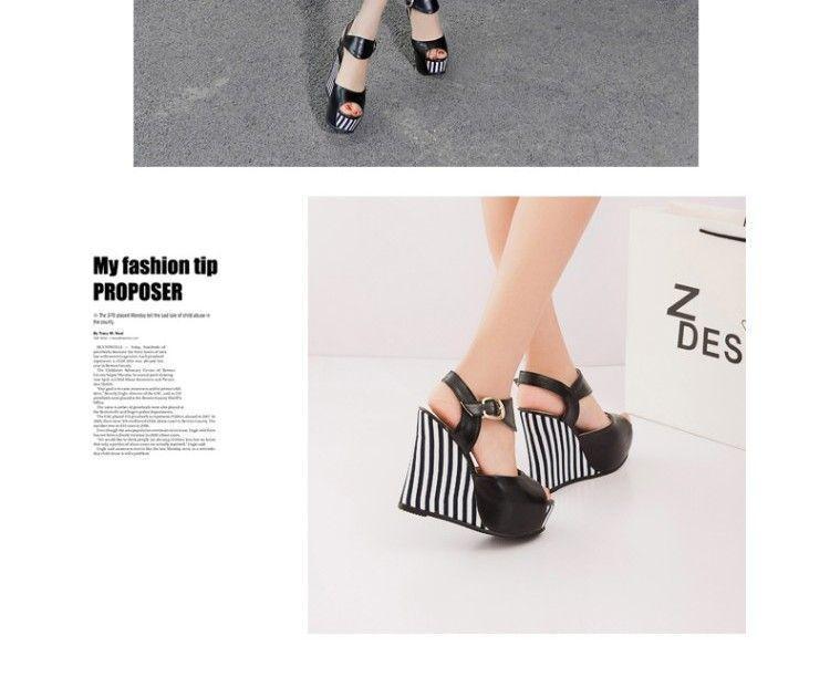 Striped Wedge Sandals Product Image