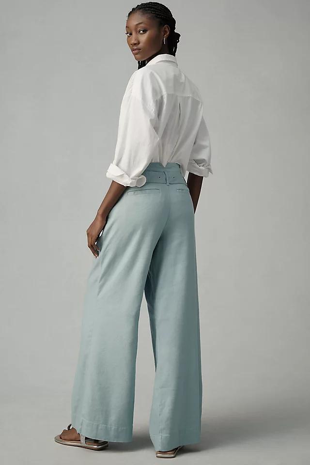 By Anthropologie Linen Belted Wide-Leg Pants Product Image