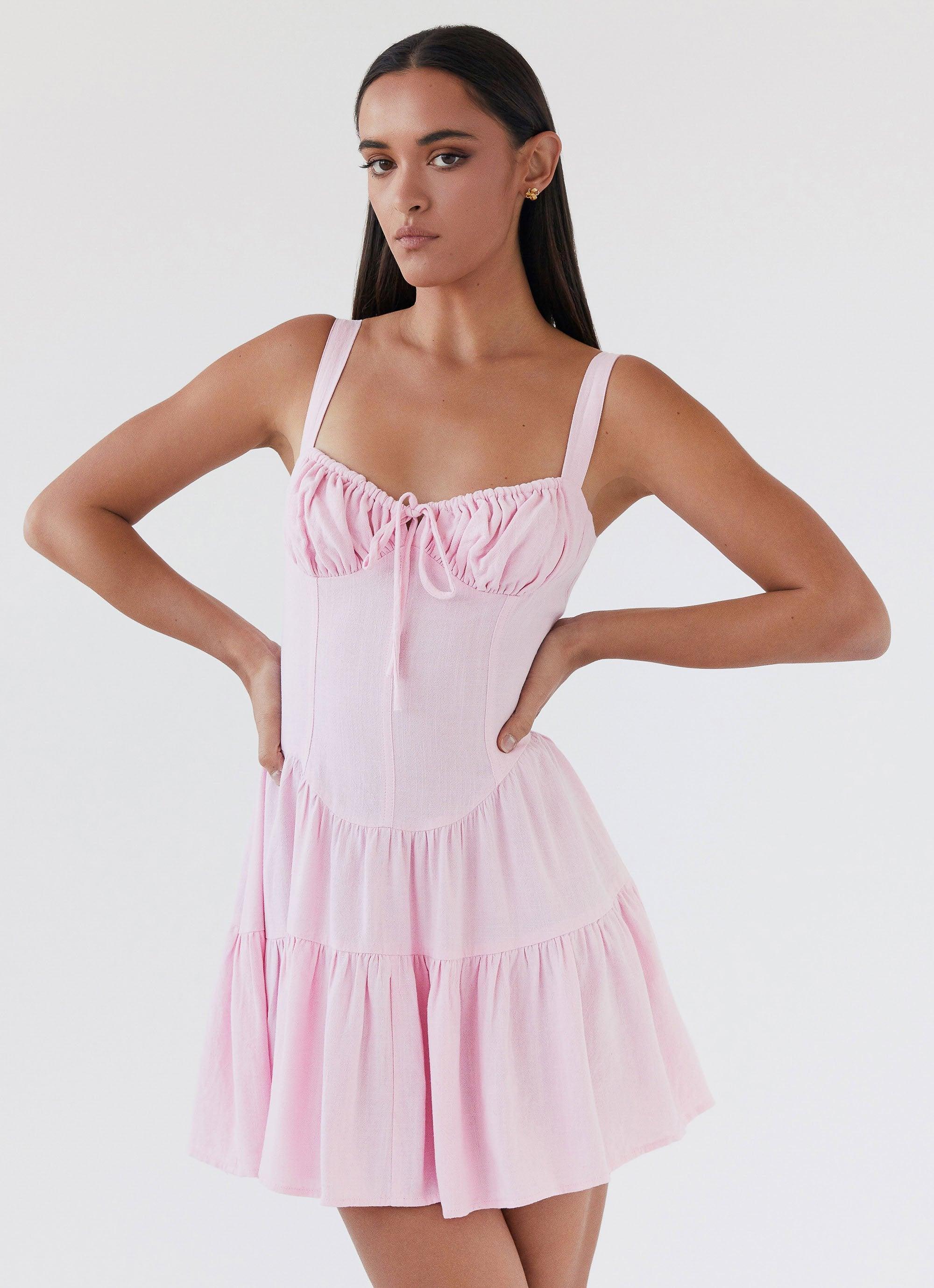 Lucie Linen Mini Dress - Pink Product Image