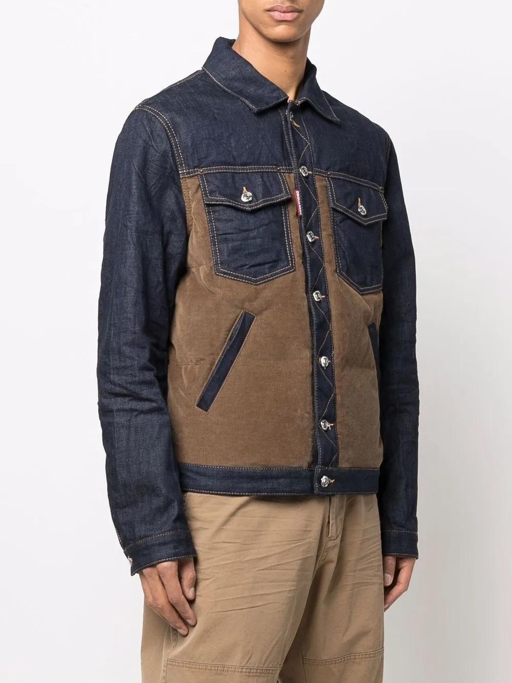 panelled denim corduroy jacket Product Image
