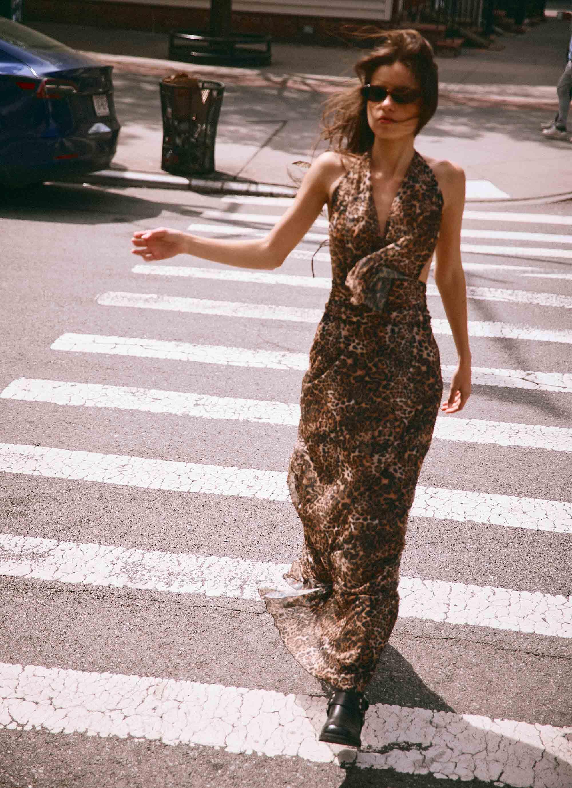 Elysia Mesh Maxi Dress - Leopard Product Image