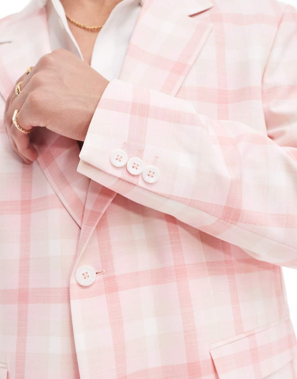 Viggo eriksen checked oversized suit jacket in light pink Product Image