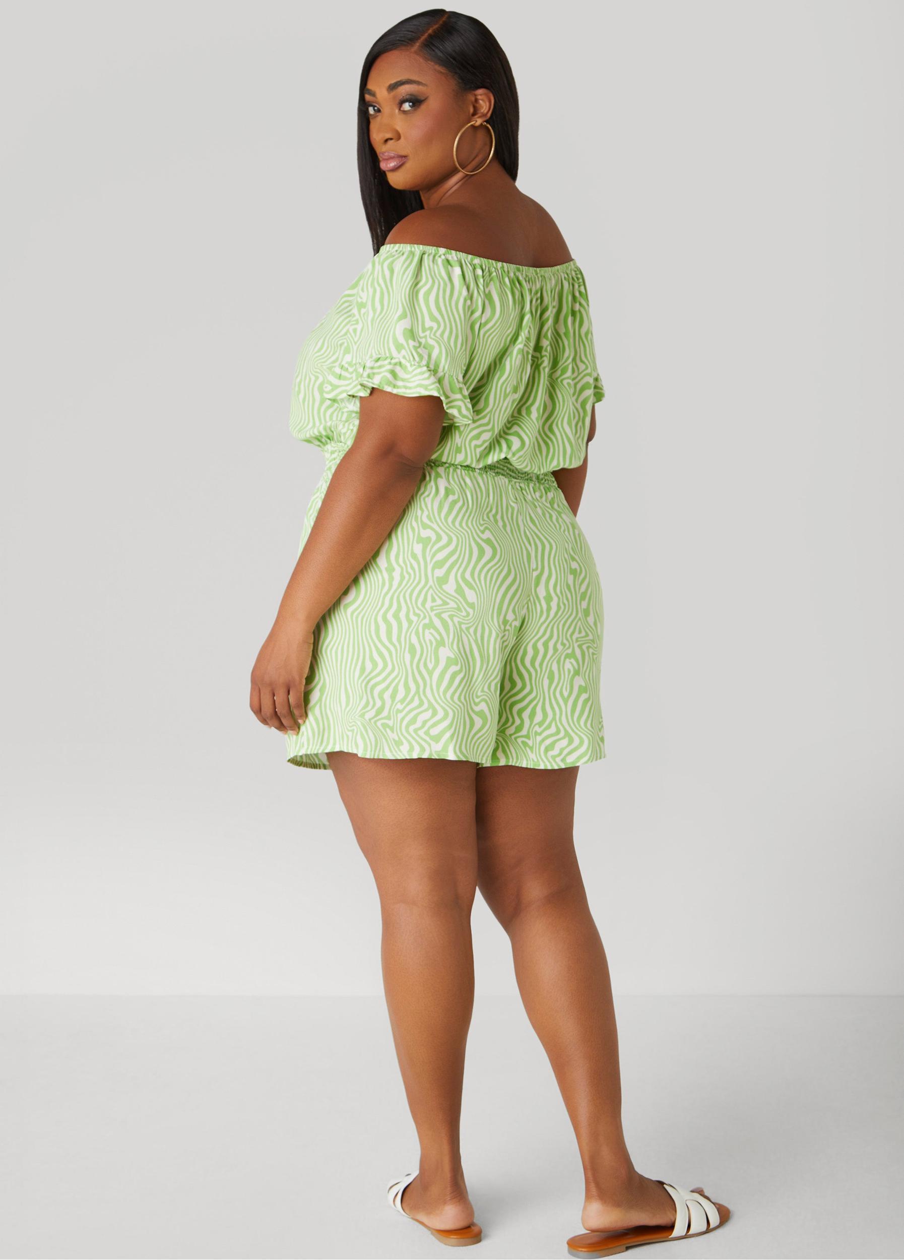 Off The Shoulder Swirl Romper Product Image