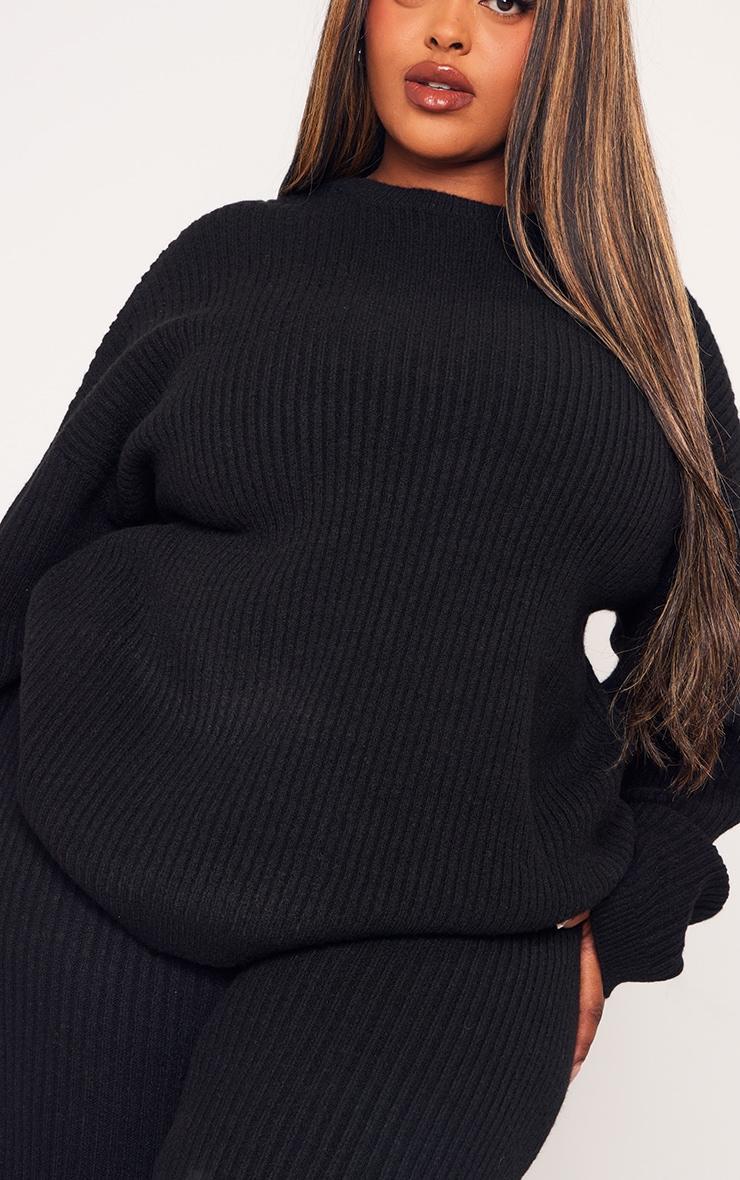 Plus Black Soft Rib Knit Sweater Product Image