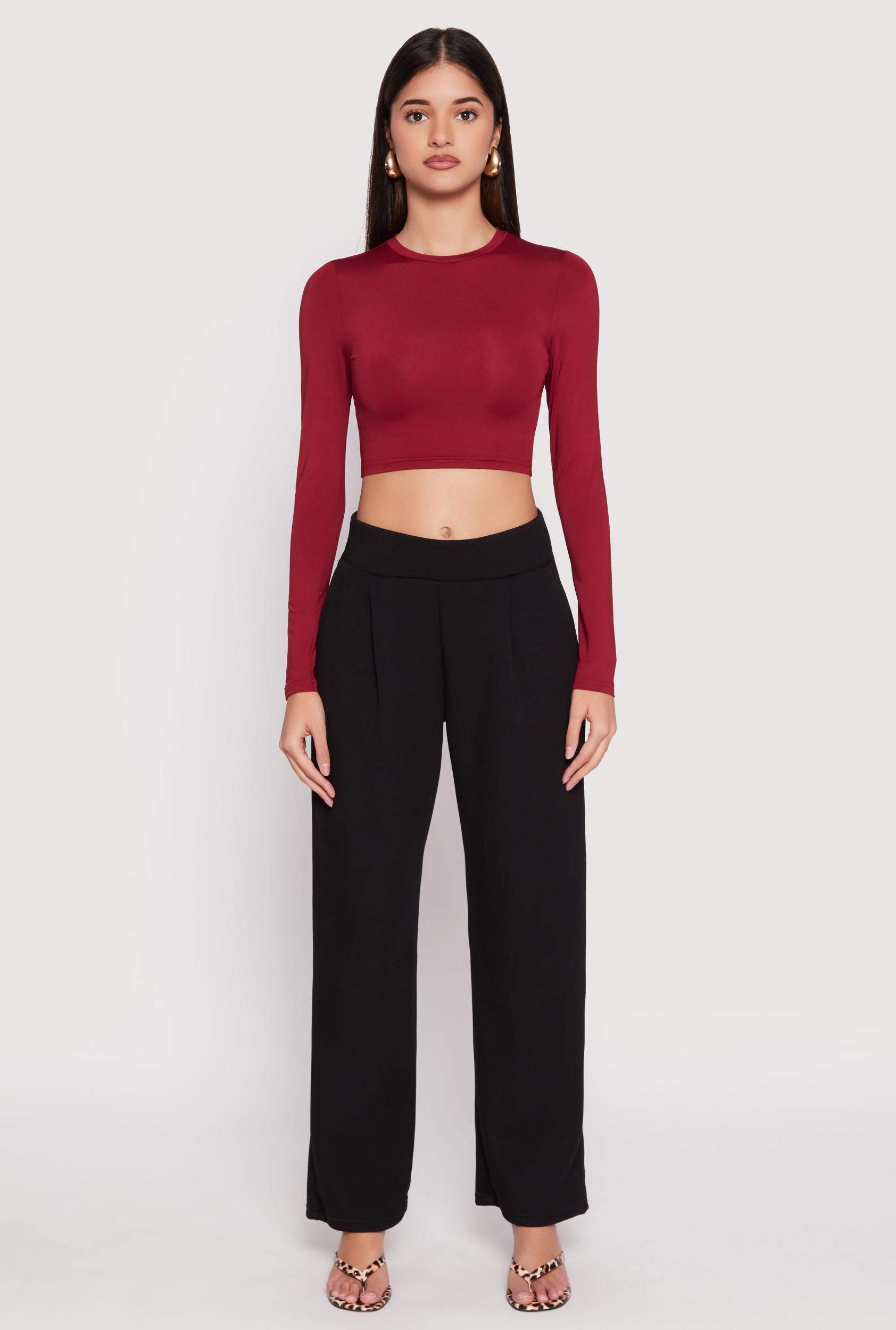 Womens Daisy Long Sleeve High Neck Crop Top Product Image