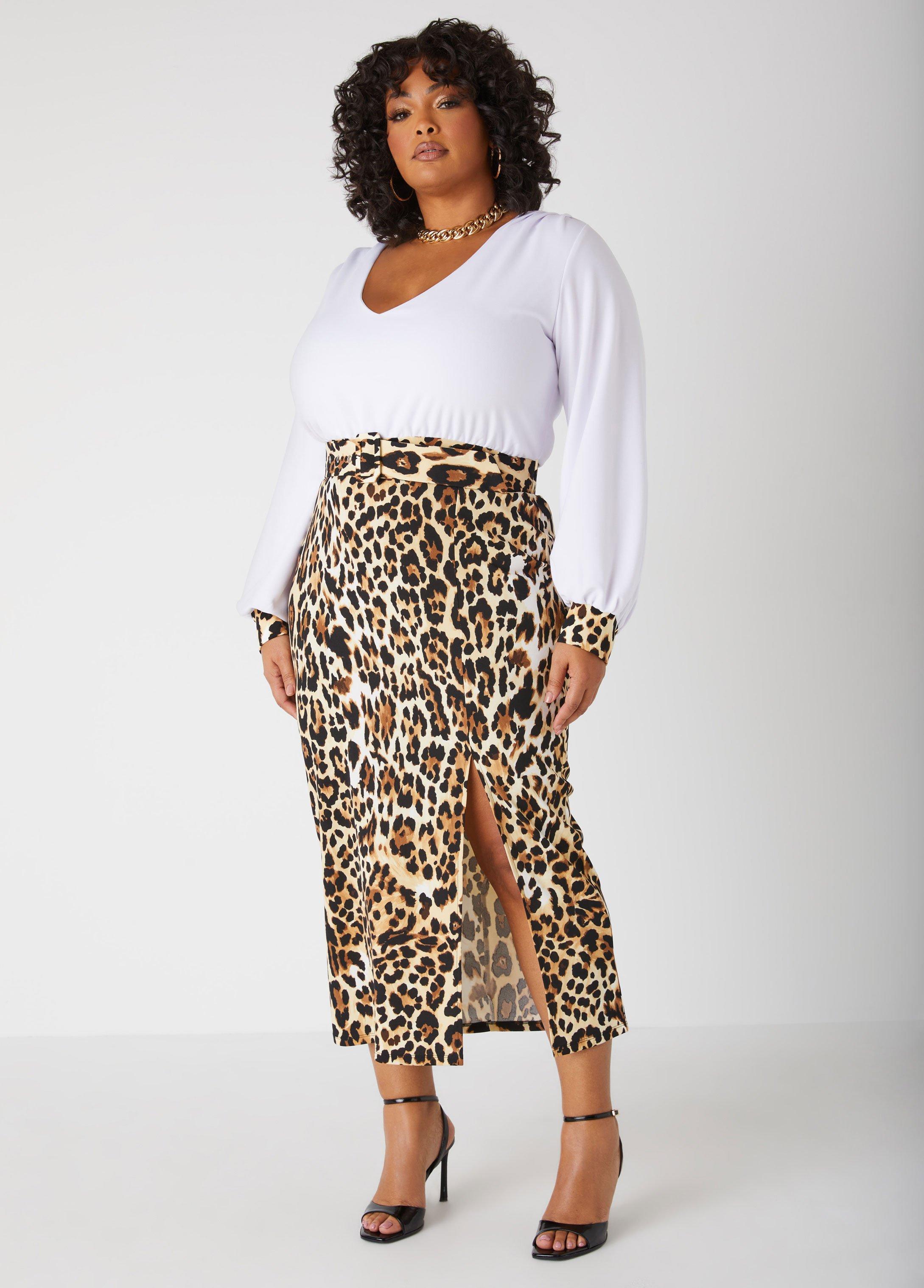 Plus Size Leopard Paneled Midaxi Dress Ashley Stewart Product Image