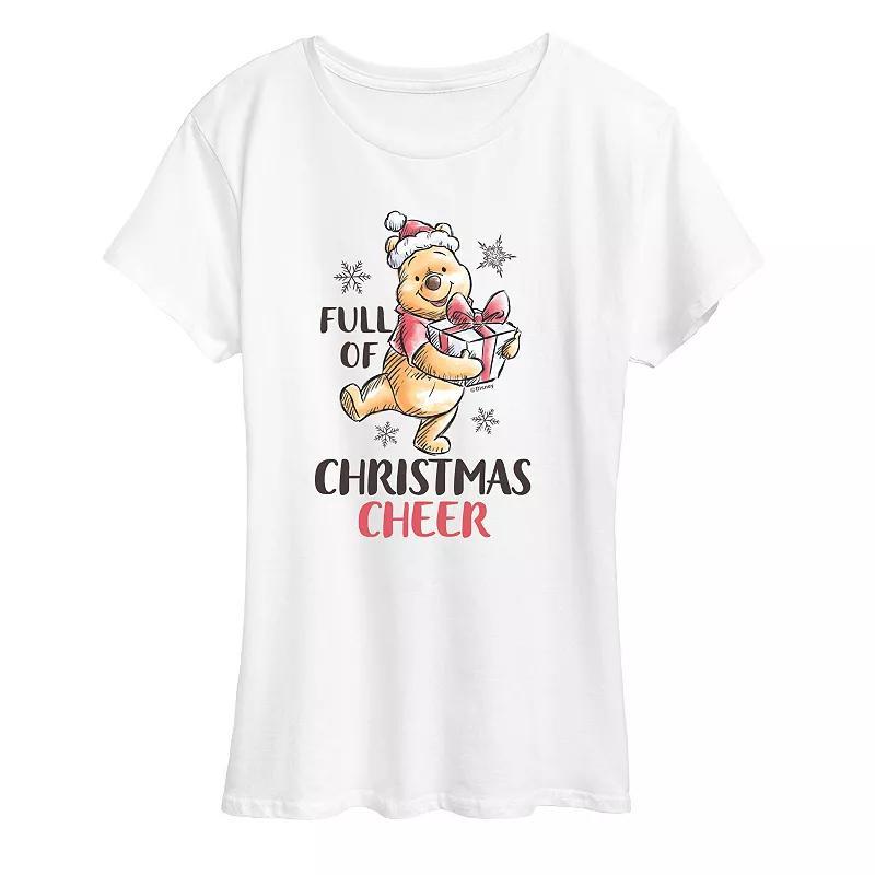 Disney's Winnie The Pooh Women's Christmas Cheer Graphic Tee, Girl's, Size: Large, White Product Image