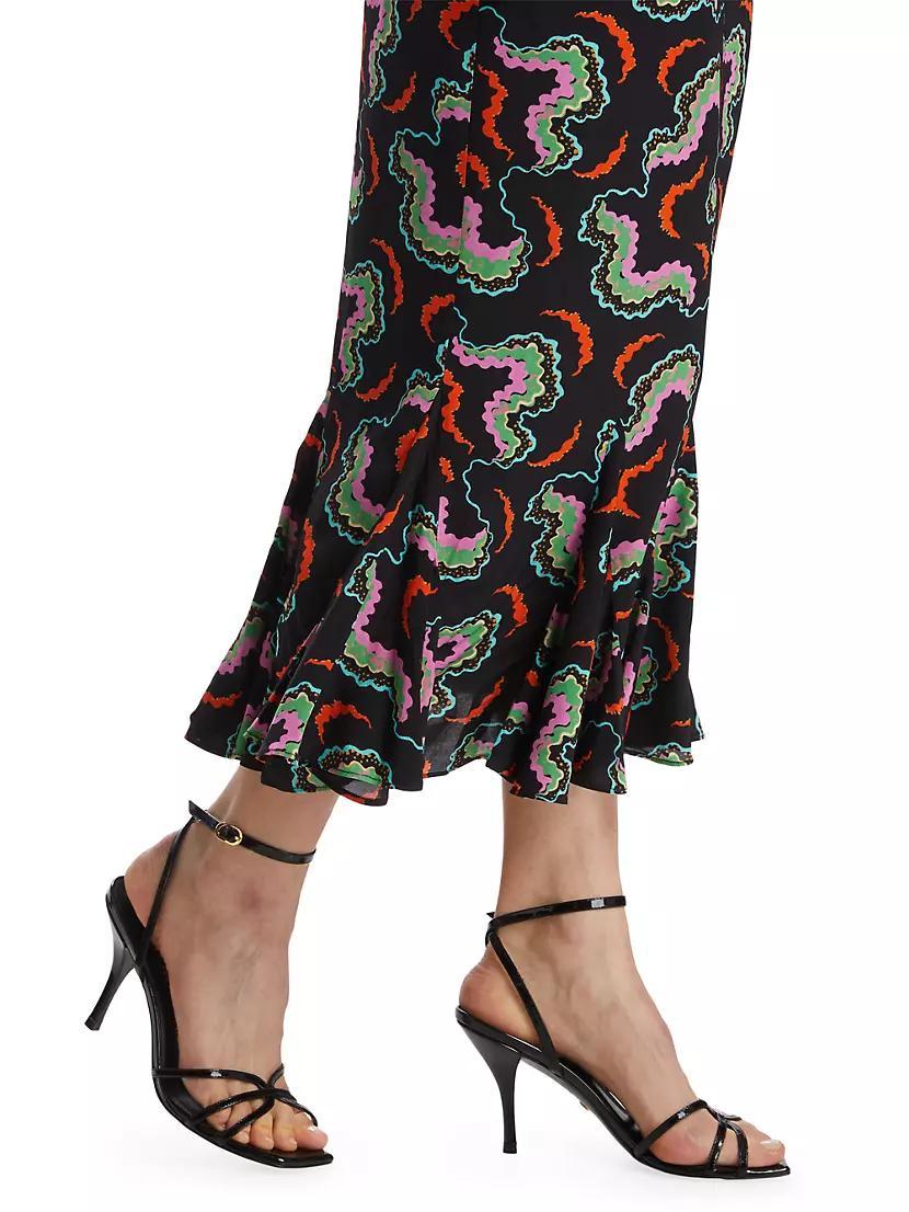 Ramona Printed Fluted-Hem Midi-Dress Product Image