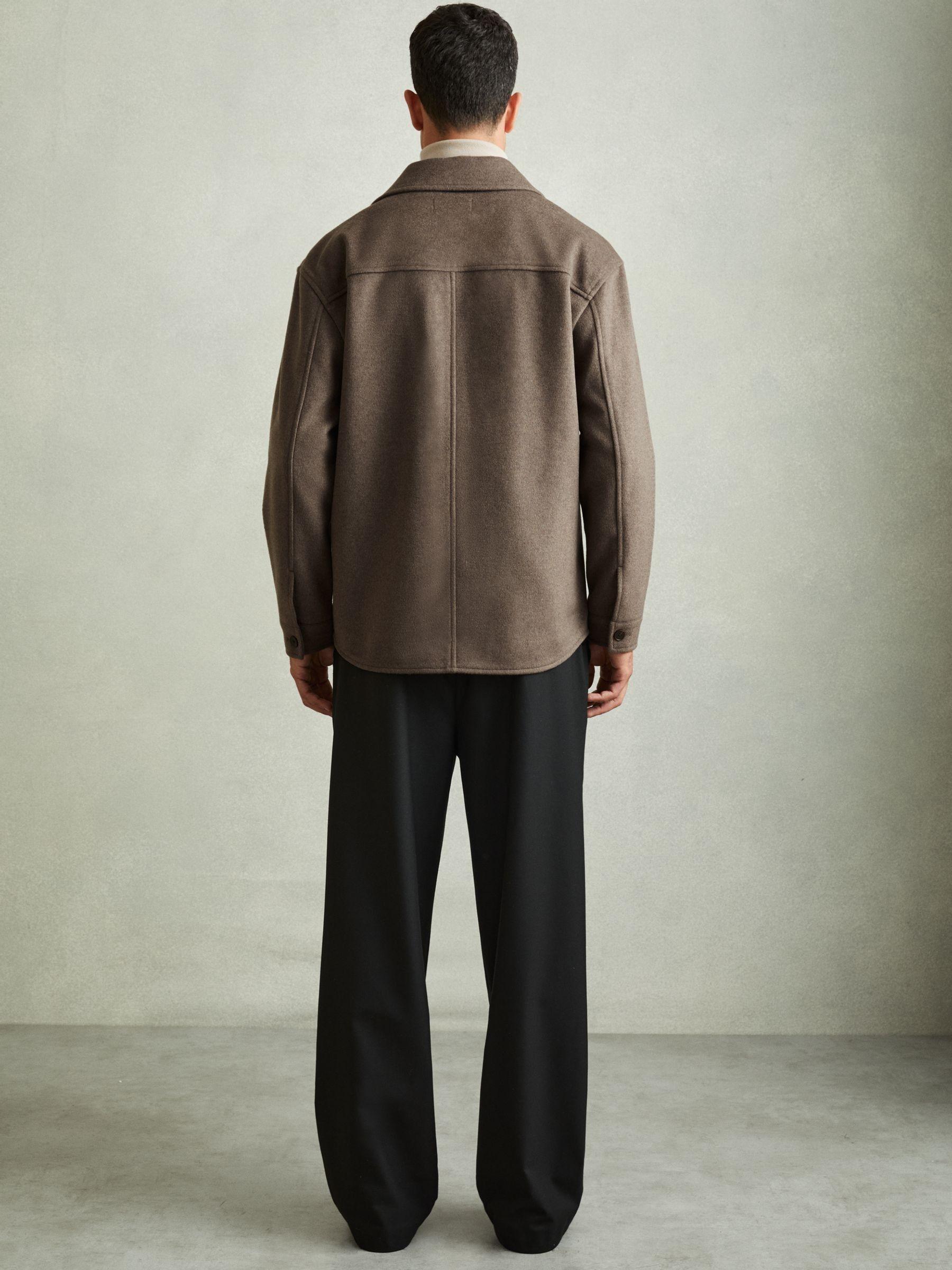 Wool-Blend Melton Overshirt in Light Brown Product Image