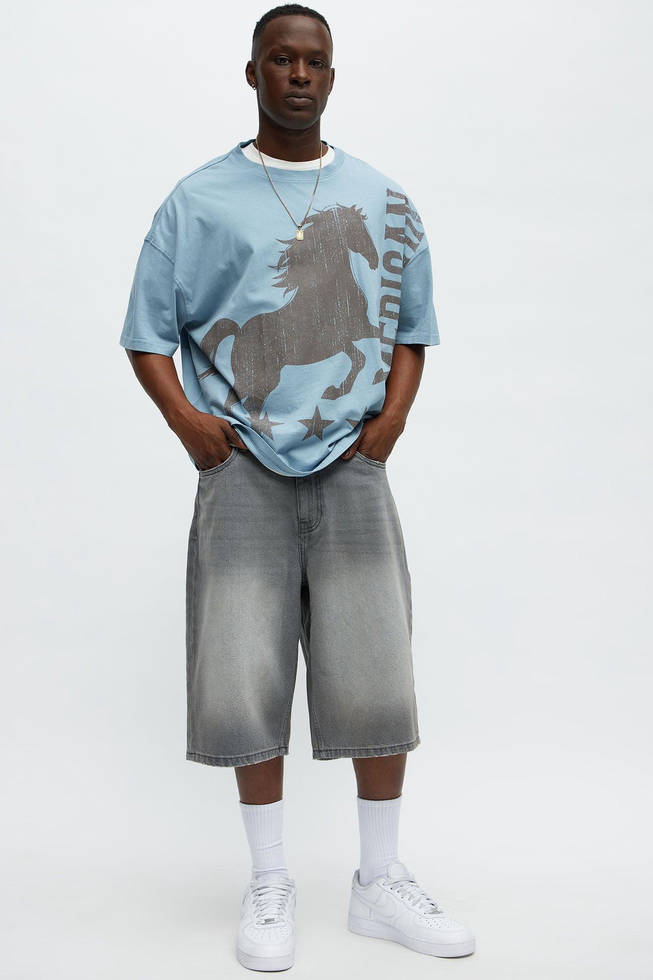 American Rodeo Ranch Oversized Short Sleeve Tee - Light Blue Male Product Image