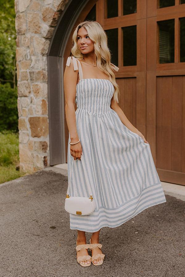 Shoreline Muse Linen-Blend Stripe Midi Dress Product Image