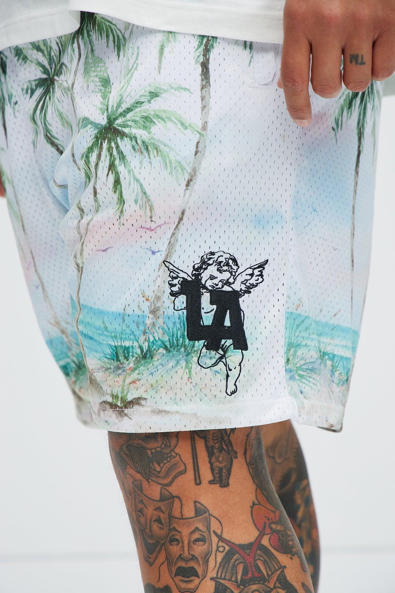 Lost Angeles Paradise Mesh Shorts - Off White Product Image