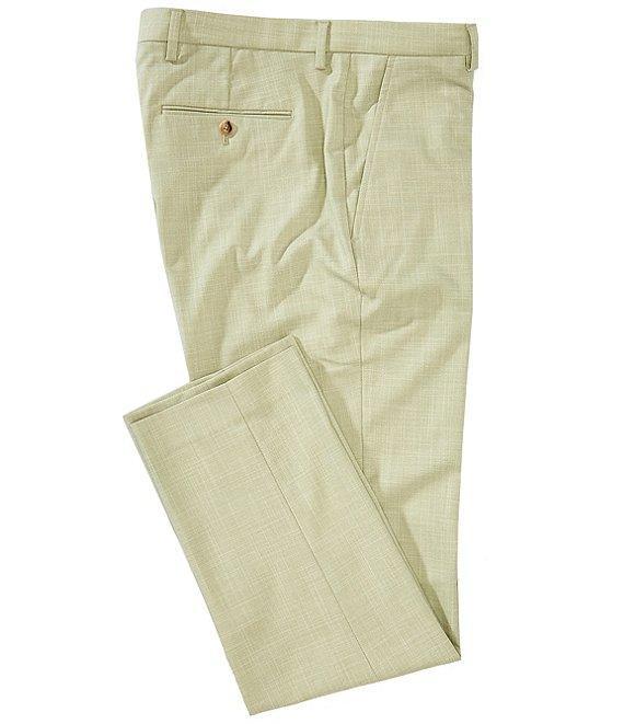 Perry Ellis Tailored Fit Flat Front Crosshatch Textured Twill Pants Product Image