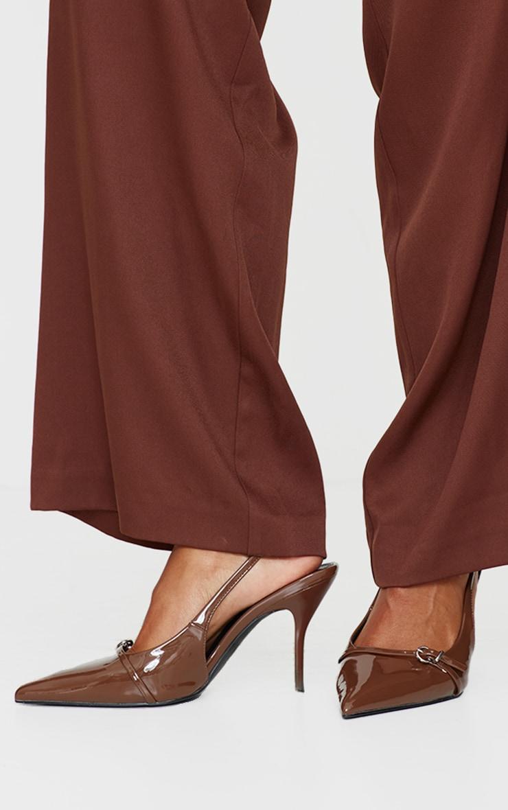 Chocolate PU Wide Fit Point Toe Heeled Sandals Product Image
