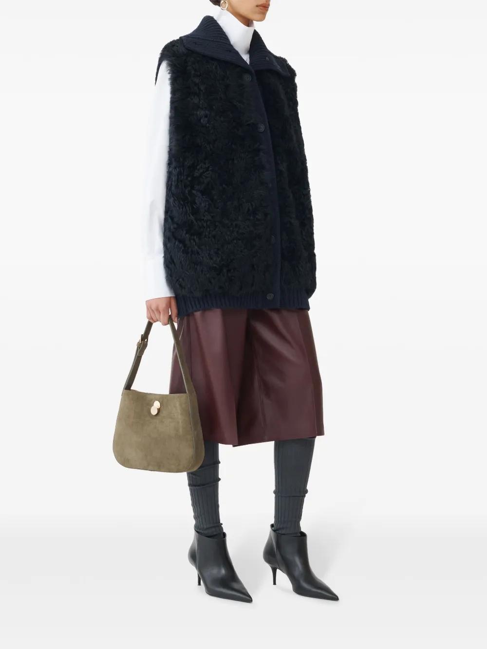 FABIANA FILIPPI Platinum And Shearling Gilet In Blue Product Image