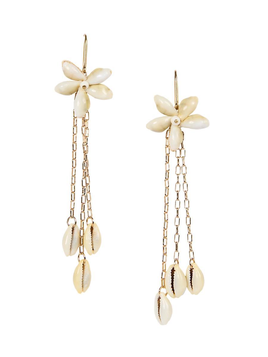 Womens Goldtone & Seashell Chain Drop Earrings Product Image