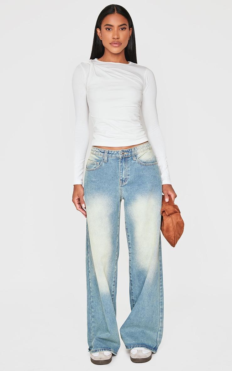 Cream Twist Detail Overlay Long Sleeve Top Product Image