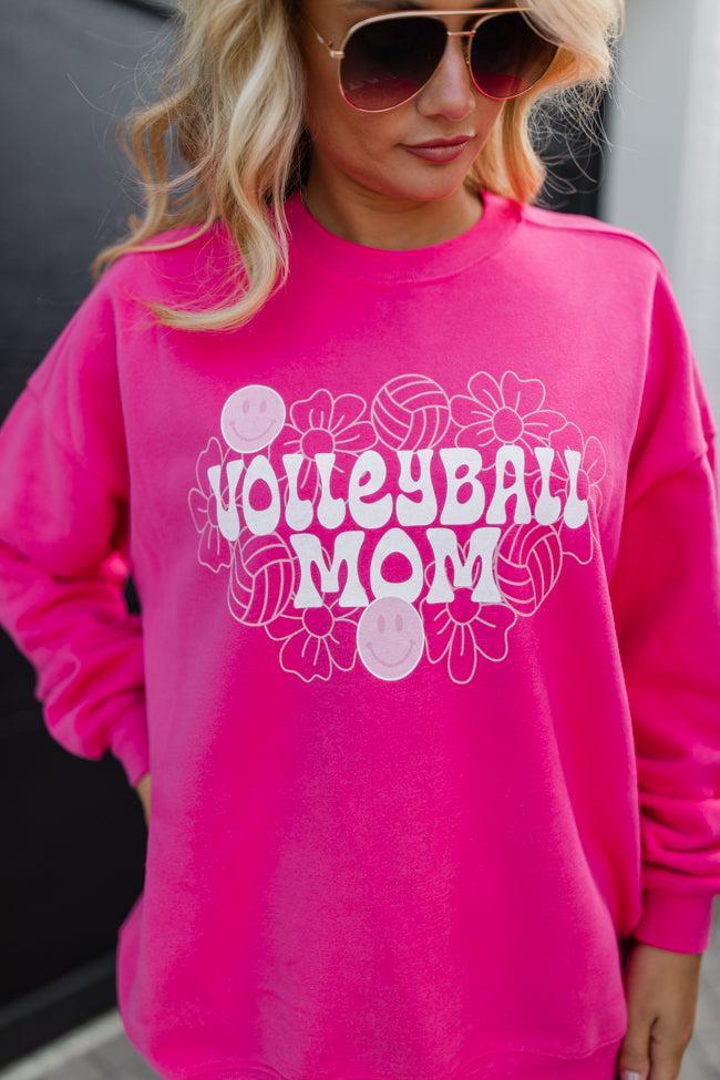 Volleyball Mom Hot Pink Oversized Graphic Sweatshirt Product Image