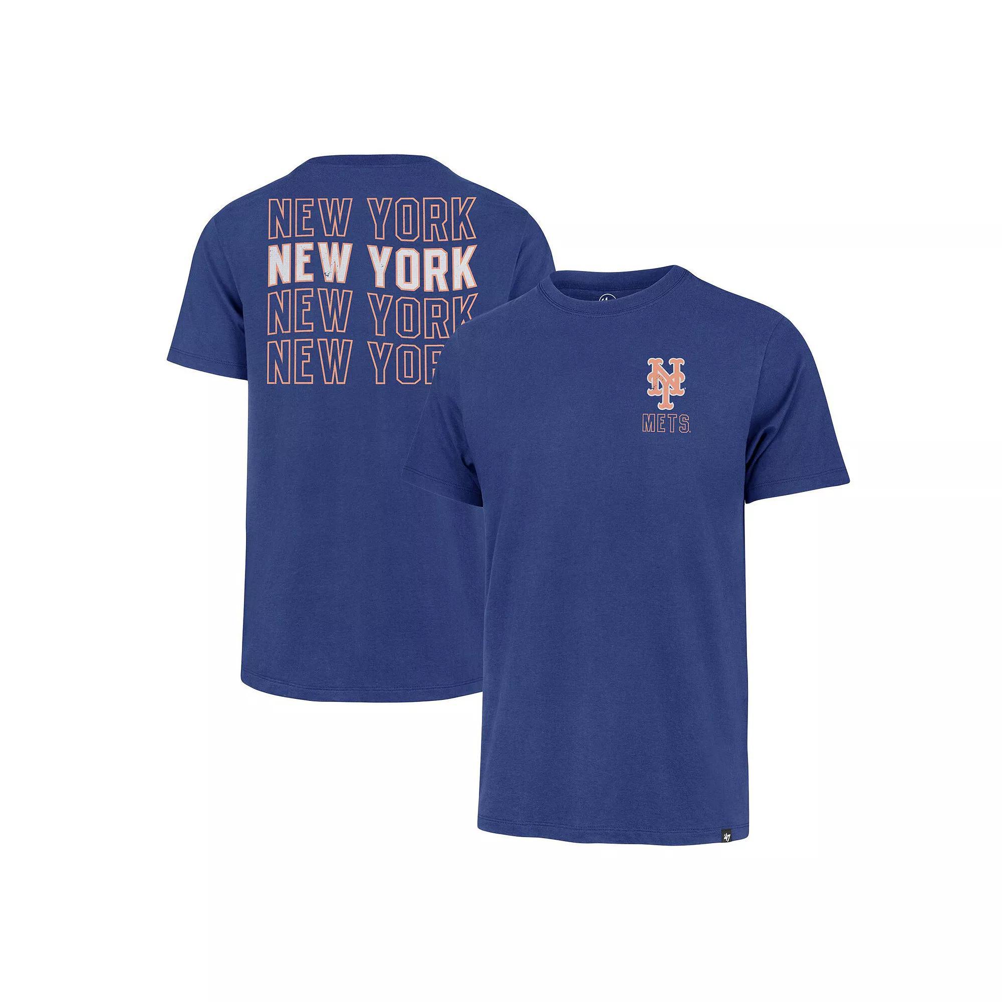 Men's '47 Royal New York Mets Hang Back Franklin T-Shirt, Size: Large, Blue Product Image